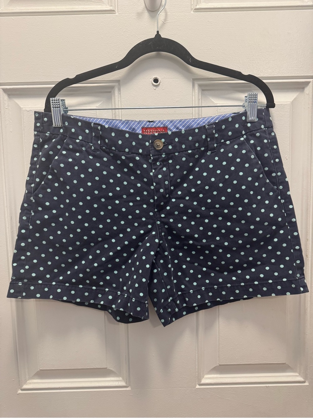 Merona Navy Shorts with Light Mint Polka Dots 0522